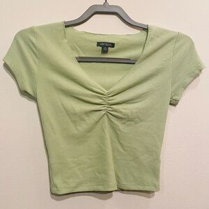 Wild Fable Green Ruched Crop T-Shirt